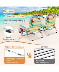 Sugift Foldable Backpack Beach Chair Set of 2 with Cup Holder and Storage Pockets