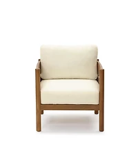 LuxenHome Outdoor Armchair, Acacia Wood Frame with 5.9" Thick Cushions