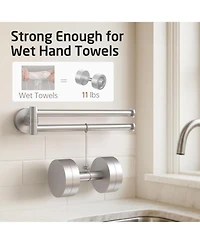 Phying Kitchen Swivel Towel Bar 9-Inch, Swivel Towel Rack for Dish Towel, Double Towel Bar 2-Arm Wall Mounted, Sus 304 Stainless Steel, Brushed Finish