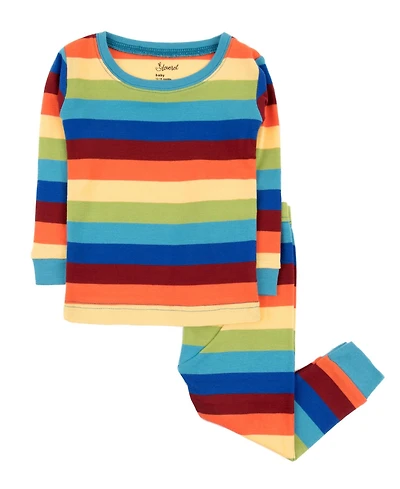 Leveret Toddler Boys' and Girls' 2T-5T Family-Matching Striped Long-Sleeve Top Pants, 2-Piece Set