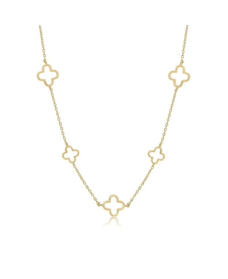 The Lovery Alternating Open Clover Necklace 14K Gold-Plated Sterling Silver