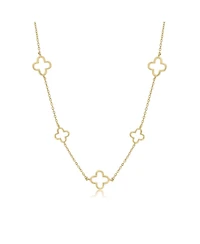 The Lovery Alternating Open Clover Necklace 14K Gold-Plated Sterling Silver