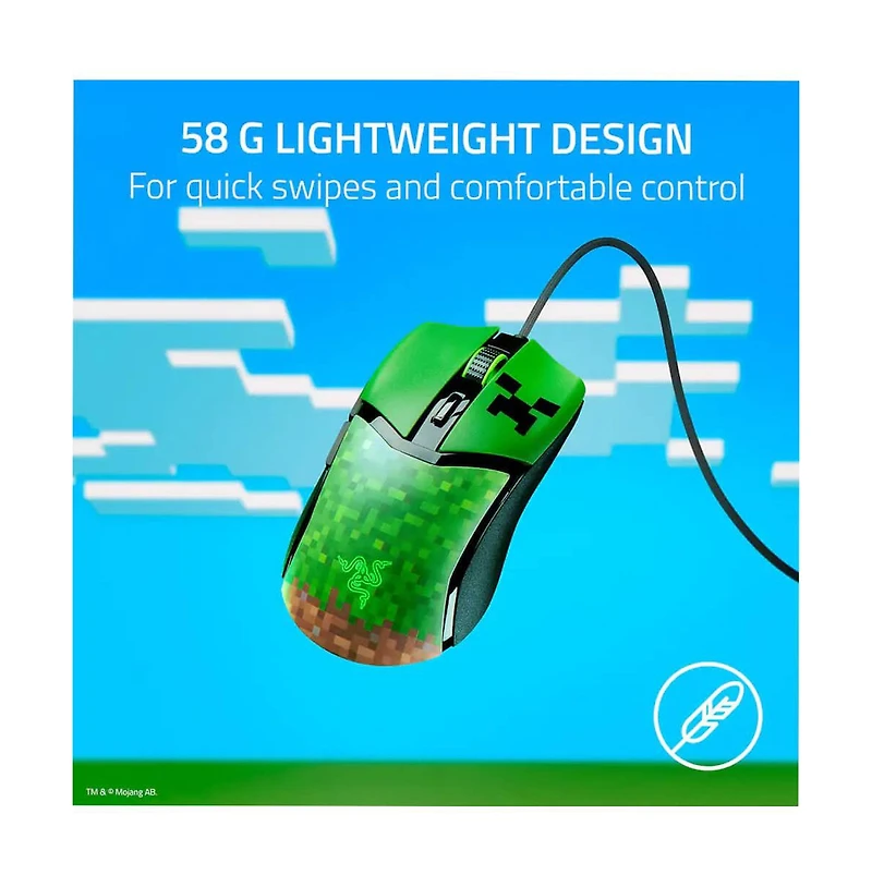 Razer Cobra Minecraft Edition Wired Gaming Mouse with Rgb Lighting and Precision Sensor
