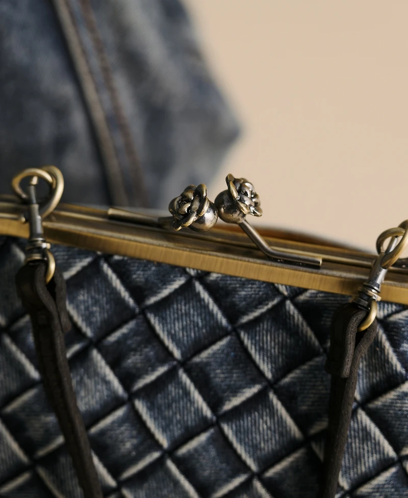 Patricia Nash Tabby Washed Woven Denim Frame Crossbody Bag