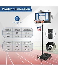 Outdoor Basketball Hoop with Wheels Adjustable Height Stand