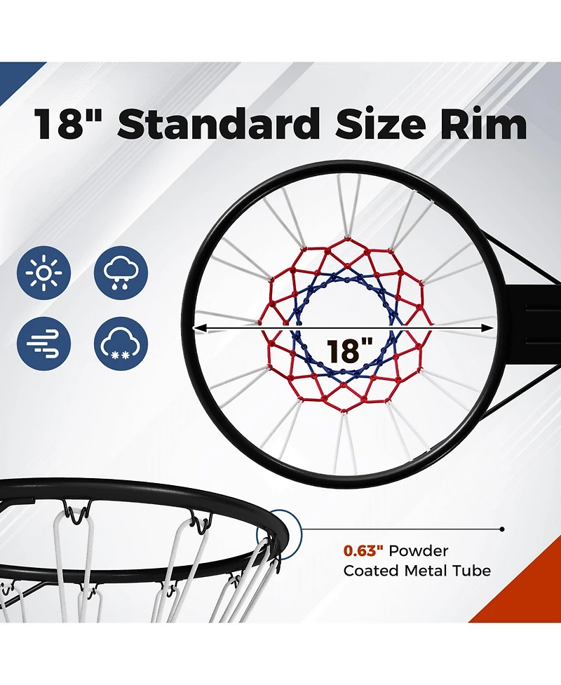 Slickblue Heavy Duty Wall Mounted Basketball Rim Goal Replacement