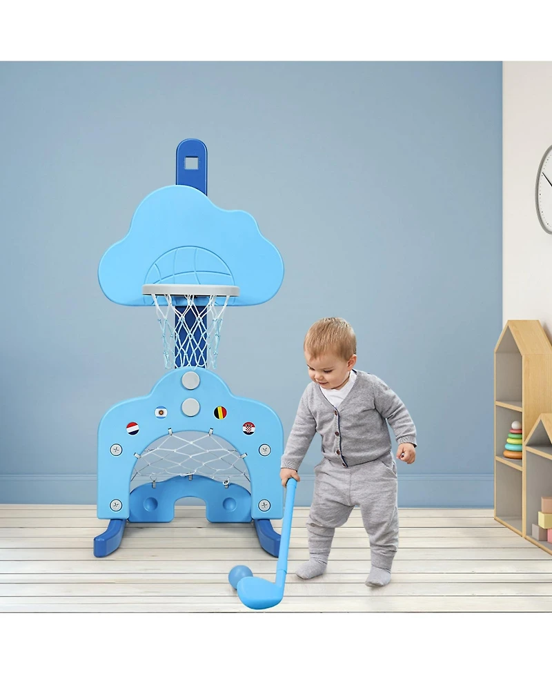 Slickblue Adjustable 3-in-1 Kids Basketball Hoop Play Set with Balls
