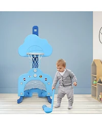 Slickblue Adjustable 3-in-1 Kids Basketball Hoop Play Set with Balls
