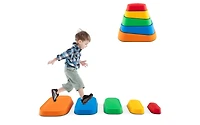 Slickblue 5 Piece Kids Stepping Stone Set, Non-Slip River Stones for Balance and Play-Multicolor