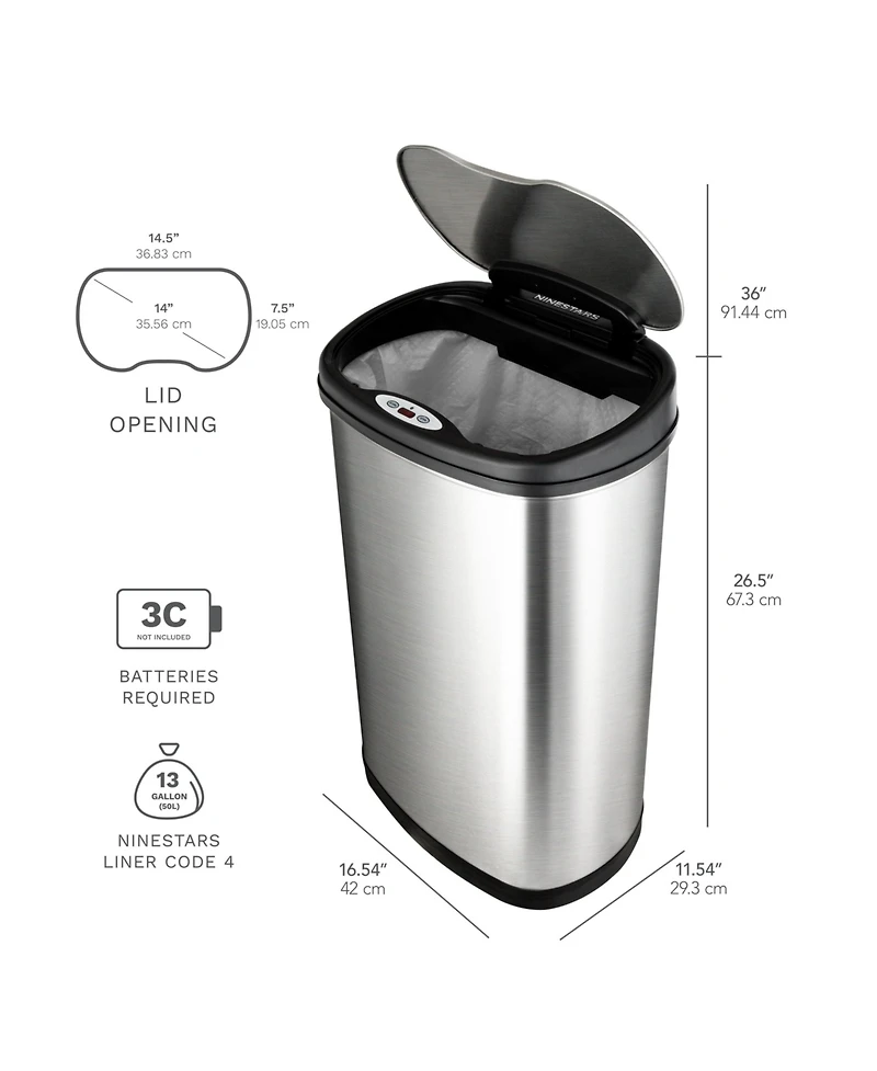 Ninestars 13 Gallon Kitchen Trash Can