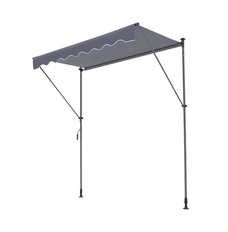Sugift 118 in Manual Retractable Patio Awning Sunshade Shelter with 39 in Drop Down Curtain