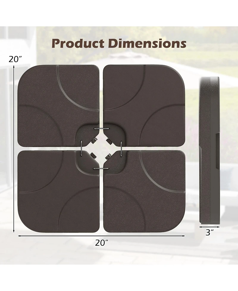 Sugift 20 in Water Filled Patio Umbrella Base Plate for Offset Umbrellas