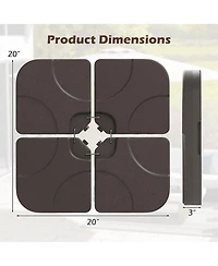 Sugift 20 in Water Filled Patio Umbrella Base Plate for Offset Umbrellas