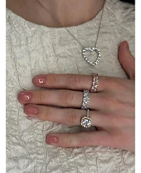 Suzy Levian Sterling Silver Cubic Zirconia Heart Cluster White Eternity Band