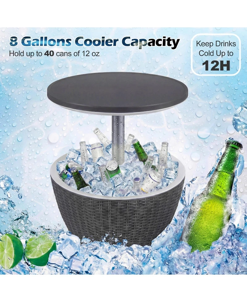 Gouun Height-Adjustable Outdoor Cooler Bar Table with 8-Gallon Ice Bucket Storage