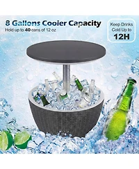 Gouun Height-Adjustable Outdoor Cooler Bar Table with 8-Gallon Ice Bucket Storage