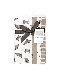 Hudson Baby Infant Cotton Poly Flannel Burp Cloths 4-Pack, French Bulldog Stars, One Size