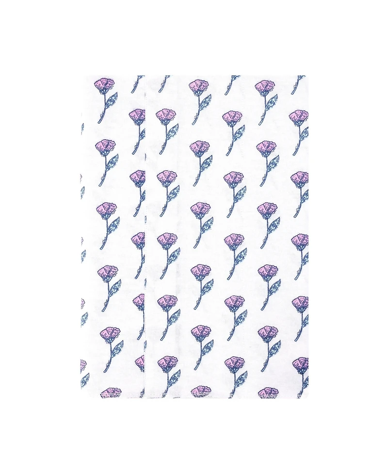 Hudson Baby Girl Cotton Poly Flannel Burp Cloths 7-Pack, Begonia Pink Floral, One Size