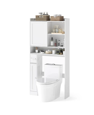 Gymax Over the Toilet Cabinet Space-saving Bathroom Storage Organizer w/ Sliding Door