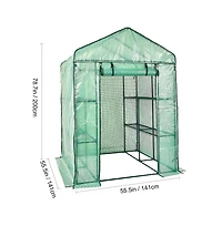 Sugift 4.6 x 4.6 x 6.6 ft Walk In Greenhouse with Shelves Pe Cover Steel Frame Zippered Door