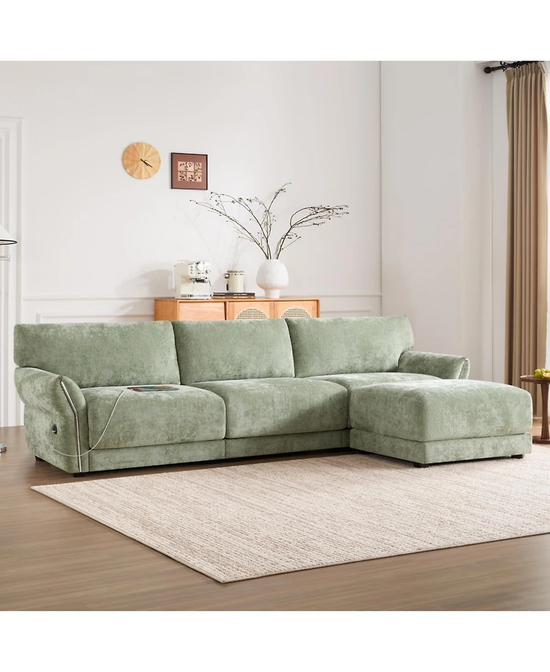 Streamdale Furniture 110" Modular Sectional Sofa with Ottoman & Usb Charger