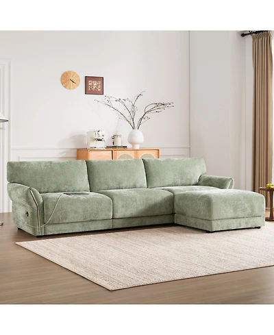 Streamdale Furniture 110" Modular Sectional Sofa with Ottoman & Usb Charger