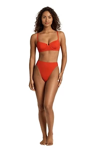Lauren Ralph Lauren Women's Sunburst Orange High Leg Modern Coverage Swim Brief