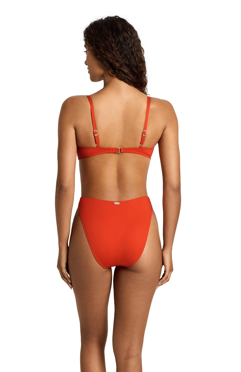 Lauren Ralph Lauren Women's Sunburst Orange High Leg Modern Coverage Swim Brief