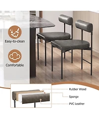 Gymax Dining Chair Set of Faux Leather Upholstered Kitchen Side Chair w/ Curved