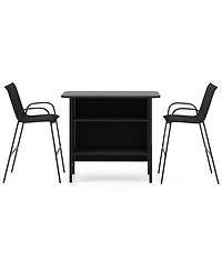 Slickblue Outdoor 3-Piece Bar Set with 2-Tier Storage and Footrest