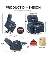 Maison Boucle Chenille Power Lift Recliner with Massage, Heat, Usb & Cup Holders, Wide Heavy-Duty Electric Chair for Seniors