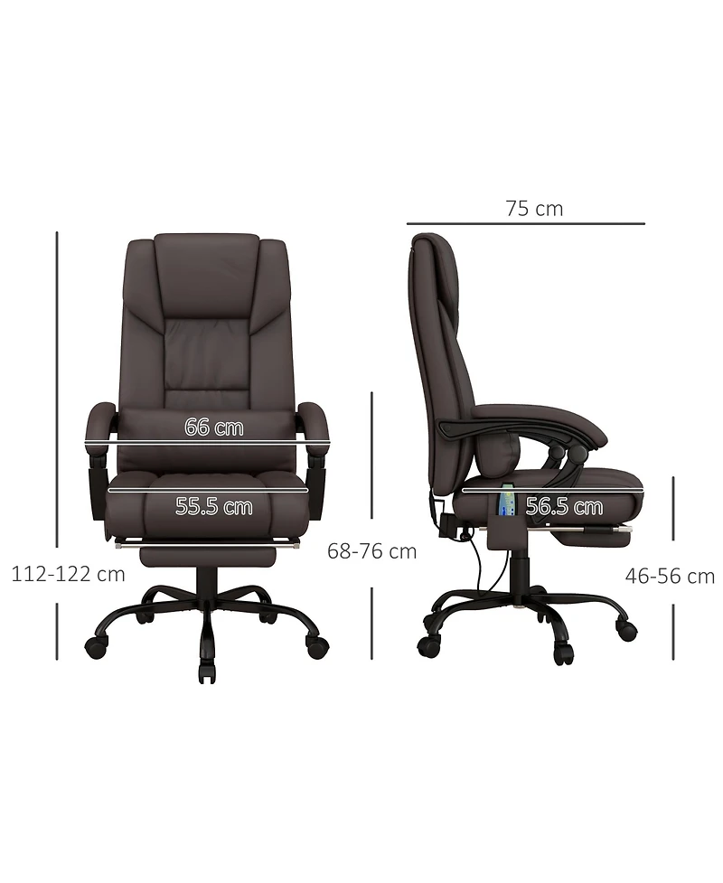 Boyel Living High Back Massage Office Chair with 6 Vibration Points Pu Leather Reclining