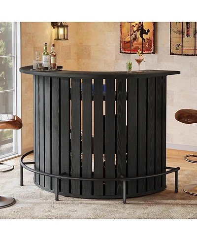 Tribesigns 4-Tier Bar Table, 39.4" H Home Bar Unit with Footrest, Arc-Shaped Mini Bar Table, Modern Wine Bar Cabinet