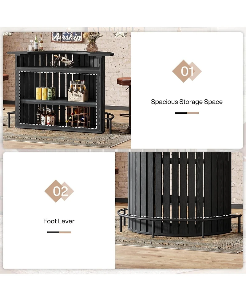 Tribesigns 4-Tier Bar Table, 39.4" H Home Bar Unit with Footrest, Arc-Shaped Mini Bar Table, Modern Wine Bar Cabinet