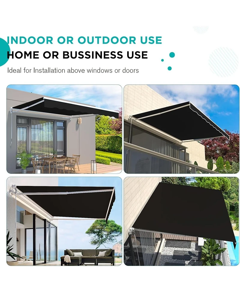 Aecojoy 13'x10' Manual Retractable Awning Sun Shade, Patio Canopy