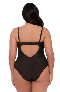 S3 Apparel Women's Smoothing and Sculpting Grid Texture Underwire One-Piece Swimsuit