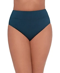 S3 Apparel Women's Smoothing and Sculpting Ribbed Banded High-Waist Swimsuit Bikini Bottoms