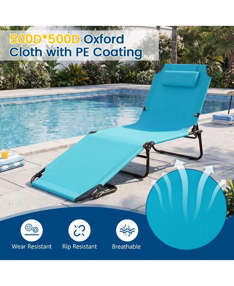 Gouun Folding Face-Down Tanning Chair with 3 Removable Pillows