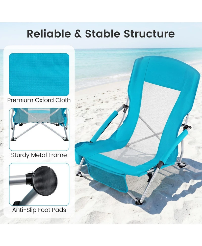 Gouun Set of 2 Lightweight Folding Beach Chairs with Padded Armrests