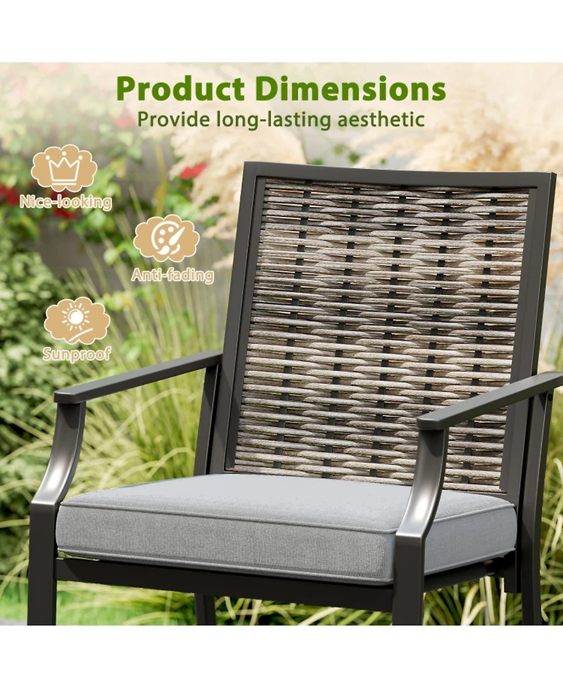 Sugift Set of 2 Counter Height Rattan Patio Bar Chairs with Armrests