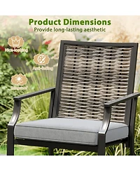Sugift Set of 2 Counter Height Rattan Patio Bar Chairs with Armrests