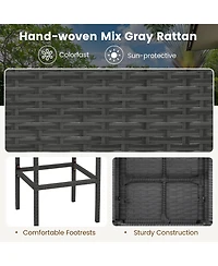 Gymax 5PCS Wicker Bar Table Set Hidden Storage Shelves Bar Table Stools Patio
