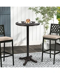 Gouun Cast Aluminum Round Patio Bar Table with Carved Bronze Finish, 41.5 in Tall