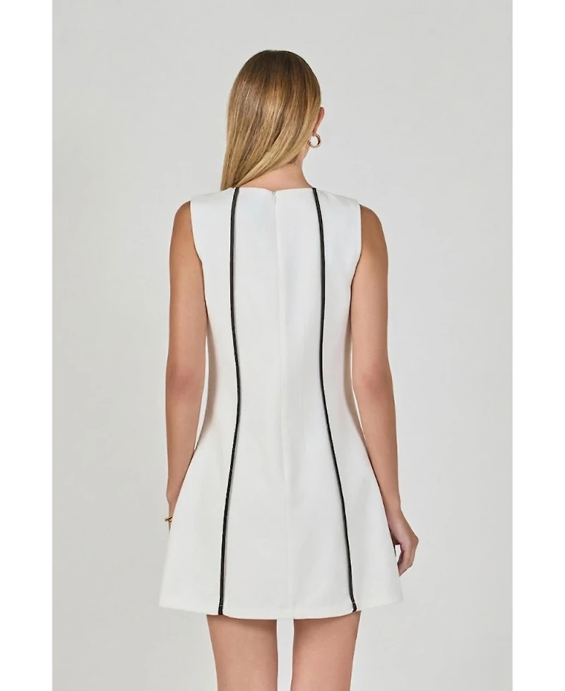 endless rose Women's Linen Binded Mini Dress