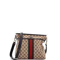 Pre-Owned Gucci Small Front Pocket Web Messenger Gg Canvas