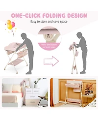 Gouun Infant Diaper Changing Table with Water Basin and Wheels