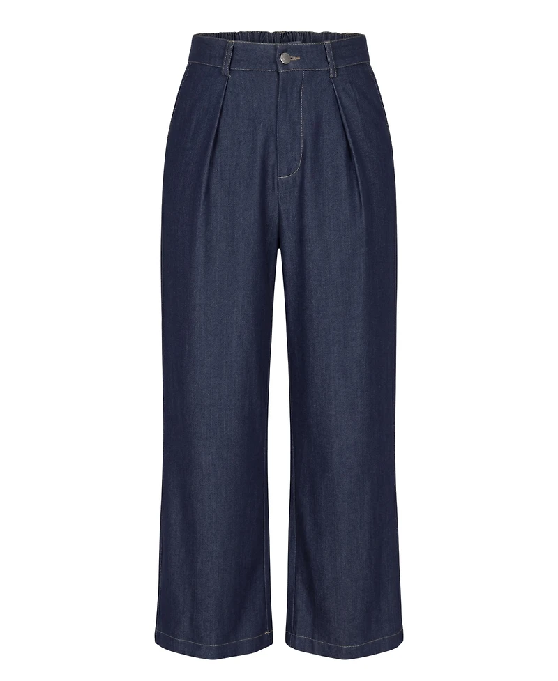 Modenaire Women's High Waist Pleated Wide Leg Pants