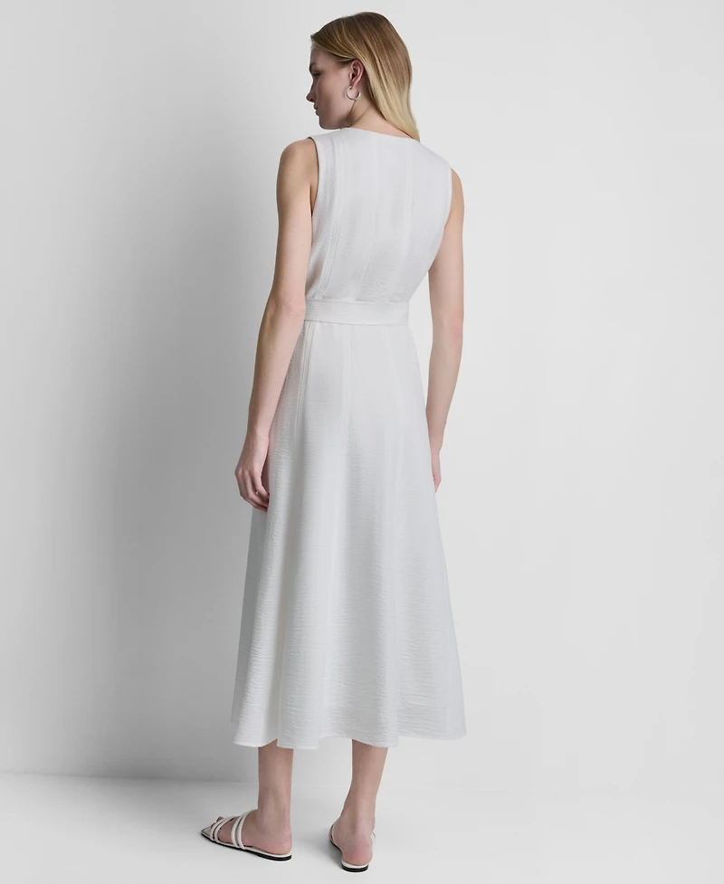 Dkny Women's Sleeveless Belted Midi Dress