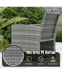 Sugift 3-Piece Patio Furniture Set with Tempered Glass Coffee Table and Soft Seat Cushions