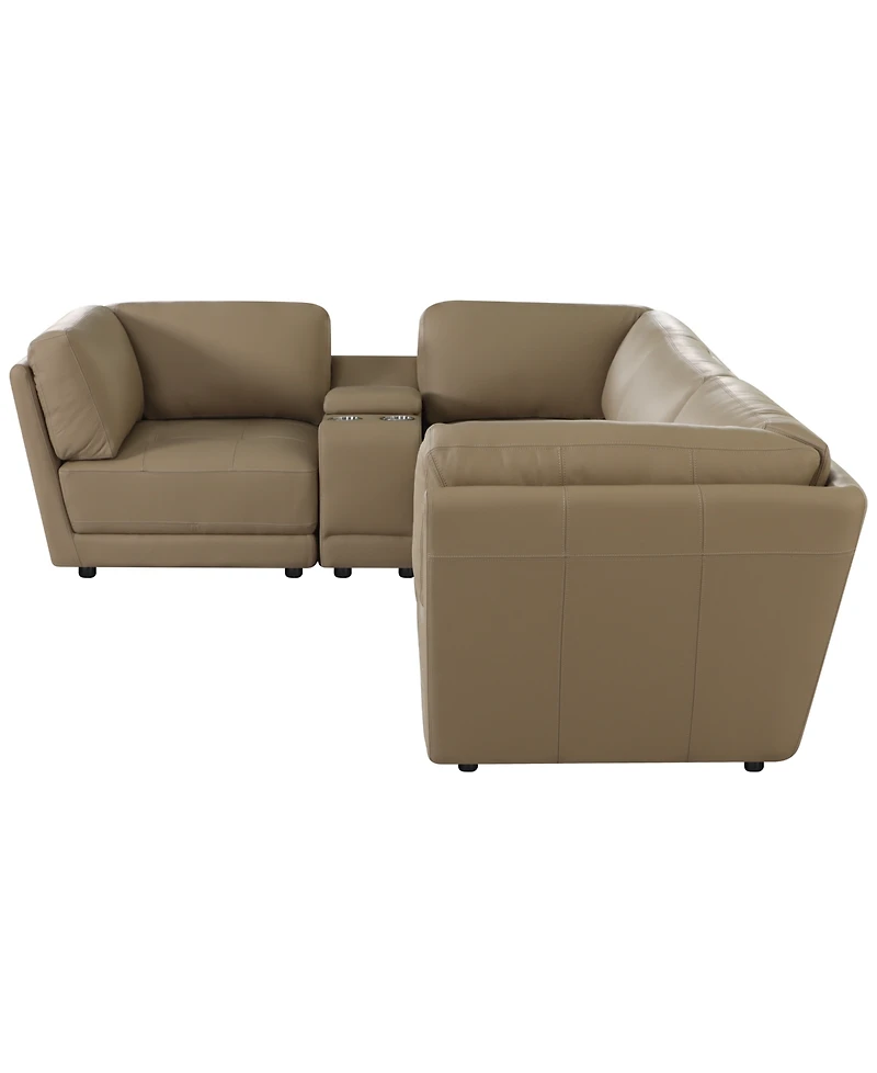 Versa 5-Pc. L-Shape Leather Sectional with Console